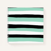 Uneven Stripes - Mint Green, White en Black Notitieboek (Voorkant)