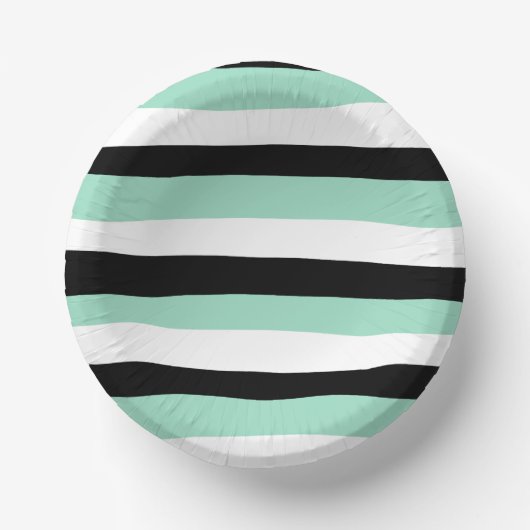 Uneven Stripes - Mint Green, White en Black Papieren Kommen (Voorkant)