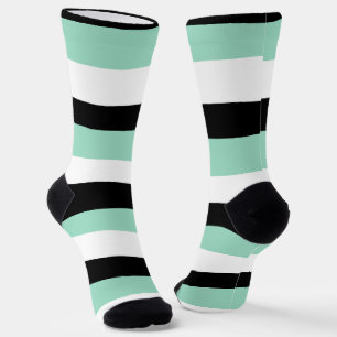 Uneven Stripes - Mint Green, White en Black Sokken