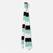 Uneven Stripes - Mint Green, White en Black Stropdas (Achterkant)