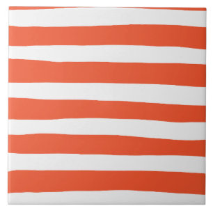 Uneven Stripes - Oranje en wit Tegeltje
