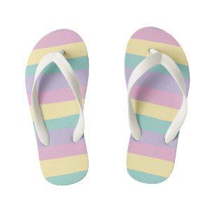 Uneven Stripes-pasta roze, geel, Paars en groen Kinder Teenslippers