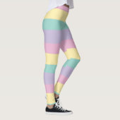 Uneven Stripes-pasta roze, geel, Paars en groen Leggings (Rechts)