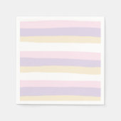 Uneven Stripes - Pastel Roze, Geel en Paars Servet (Voorkant)