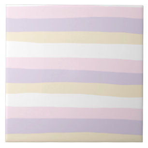Uneven Stripes - Pastel Roze, Geel en Paars Tegeltje