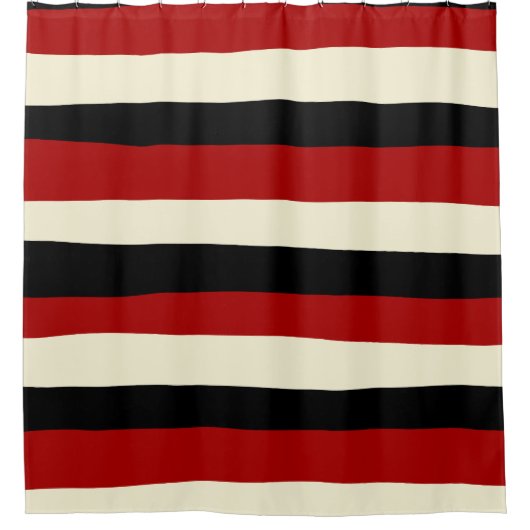 Uneven Stripes - Rood en crème Douchegordijn (Voorkant)