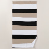 Uneven Stripes - Taupe, Black en White Strandlaken (Voorkant)