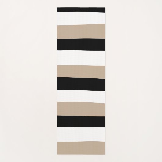 Uneven Stripes - Taupe, Black en White Yogamat (Voorkant)