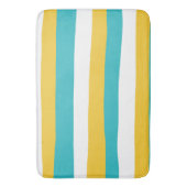 Uneven Stripes - Turquoise en Yellow Badmat (Voorkant Verticaal)