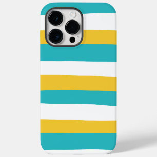 Uneven Stripes - Turquoise en Yellow Case-Mate iPhone 14 Pro Max Hoesje