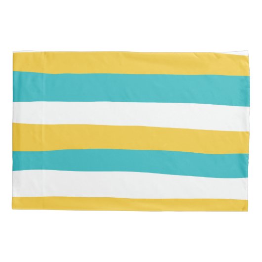 Uneven Stripes - Turquoise en Yellow Kussensloop (Achterkant-Links)