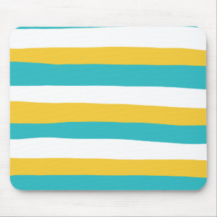 Uneven Stripes - Turquoise en Yellow Muismat