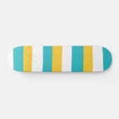 Uneven Stripes - Turquoise en Yellow Skateboard (Horizontaal)