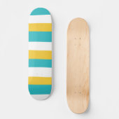 Uneven Stripes - Turquoise en Yellow Skateboard (Voorkant)