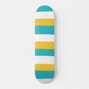 Uneven Stripes - Turquoise en Yellow Skateboard