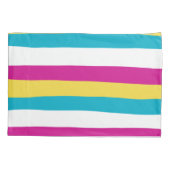 Uneven Stripes - Turquoise, Geel, Roze en Wit Kussensloop (Achterkant-Links)