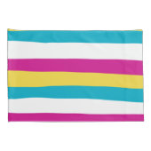 Uneven Stripes - Turquoise, Geel, Roze en Wit Kussensloop (Achterkant-Rechts)