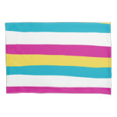 Uneven Stripes - Turquoise, Geel, Roze en Wit Kussensloop (Voorkant-Links)