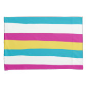 Uneven Stripes - Turquoise, Geel, Roze en Wit Kussensloop (Voorkant-Rechts)