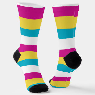 Uneven Stripes - Turquoise, Geel, Roze en Wit Sokken