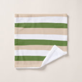 Uneven Stripes - White, Sand and Palm Green Bad Handdoek (Wasdoekje)
