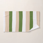 Uneven Stripes - White, Sand and Palm Green Bad Handdoek (Handdoek)