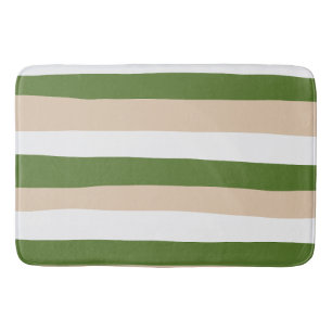 Uneven Stripes - White, Sand and Palm Green Badmat