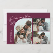 Unforgettable Wedding Cranberry Multi Photo Bedankkaart (Voorkant)