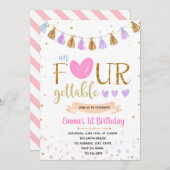 unFOURgettable uitnodiging voor verjaardag (Voorkant / Achterkant)