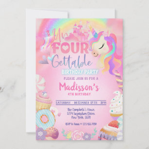 Unfourgettable Unicorn Donut Sweet 4th Birthday in Kaart