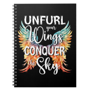 Unfurl your Wings Conquer the Sky Motivatie woords Notitieboek