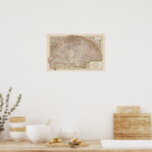 Ungarn, Hongarije Atlas Map Poster (Keuken)