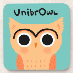 UnibrOwl   Funny Cute Eyebrows Owl Bier Onderzetter