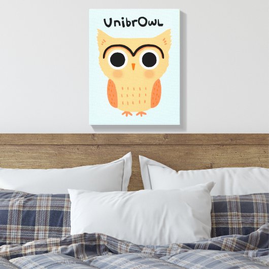 UnibrOwl | Funny Cute Eyebrows Owl Canvas Afdruk (Insitu (Slaapkamer))