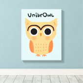 UnibrOwl | Funny Cute Eyebrows Owl Canvas Afdruk (Insitu (Houten vloer))