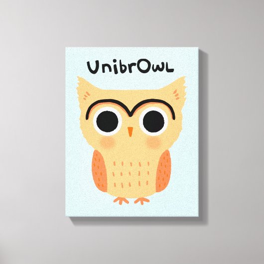 UnibrOwl | Funny Cute Eyebrows Owl Canvas Afdruk (Voorkant)