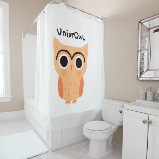 UnibrOwl | Funny Cute Eyebrows Owl Douchegordijn (In situ)