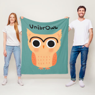 UnibrOwl Funny Cute Eyebrows Owl Fleece Deken