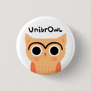 UnibrOwl Funny Cute Eyebrows Owl Ronde Button 3,2 Cm