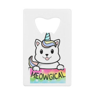 Unicat Caticorn Meowgical Unicorn Cat Mannen Kredietkaart Flessenopener