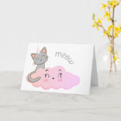 Unicat Cloud Meow-wenskaart Kaart (Gele Bloem)