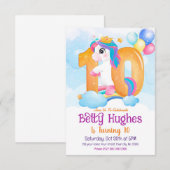 Unicorn 10th Birthday Invitation Kaart (Voorkant / Achterkant)