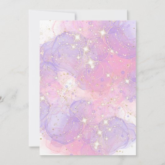 Unicorn 2e anniversaire Invitation fille violet &  (Dos)