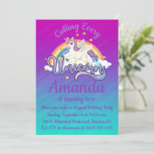 Unicorn 2e verjaardag Magische Whimiscal Invitatio Kaart (Staand voorkant)