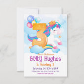 Unicorn 3ème anniversaire Invitation (Devant)