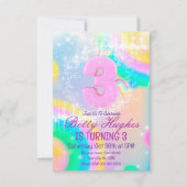 Unicorn 3rd Birthday Invitation Kaart (Voorkant)