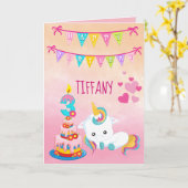 Unicorn 3rd Birthday Kaart (Gele Bloem)
