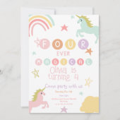 Unicorn 4e anniversaire Invitation (Devant)