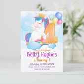 Unicorn 4e anniversaire Invitation (Debout devant)
