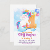 Unicorn 4e anniversaire Invitation (Devant / Derrière)